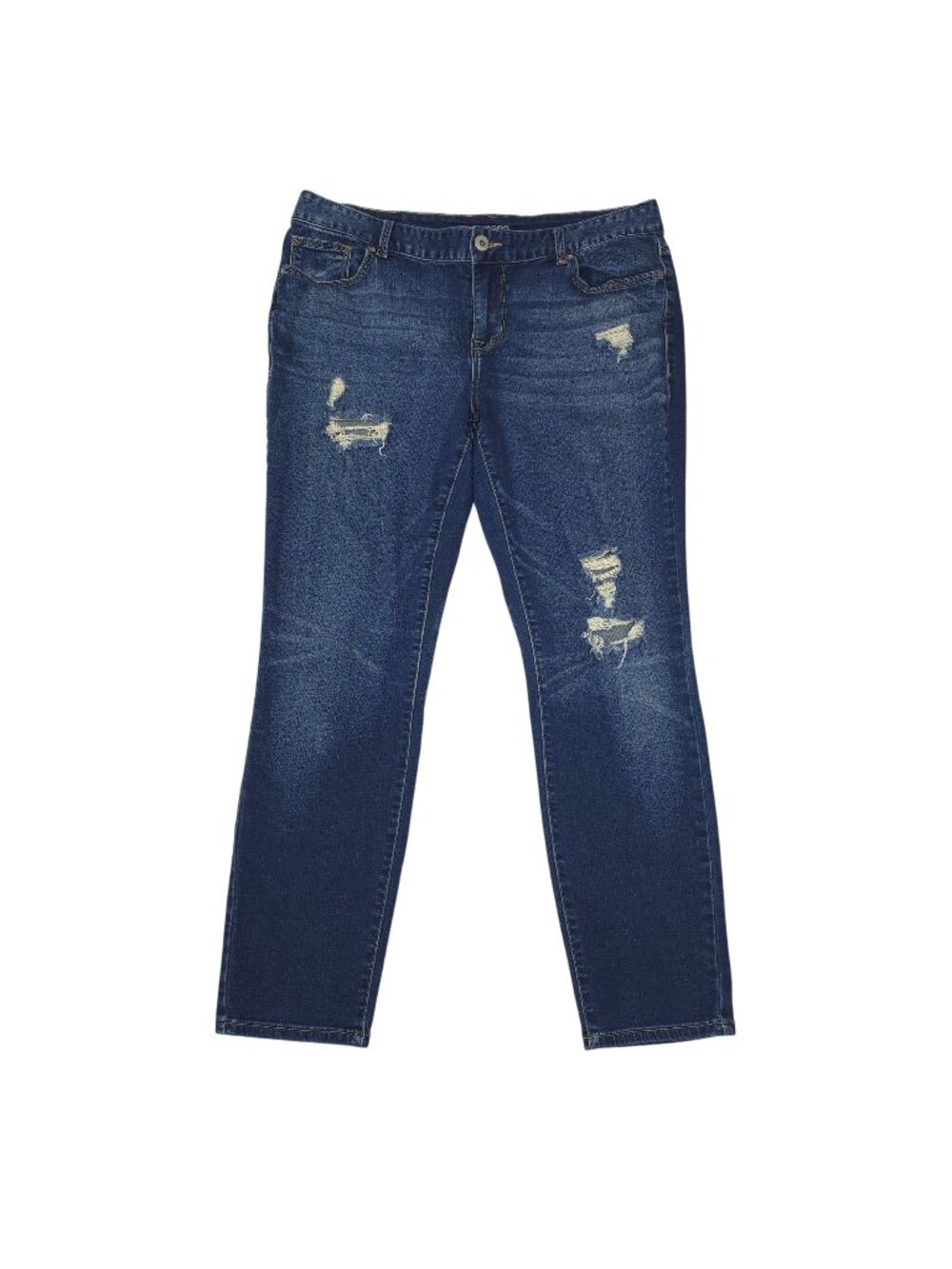 Maurices Distressed Dark Wash Straight-Leg Jeans Size 16 Regular Womens